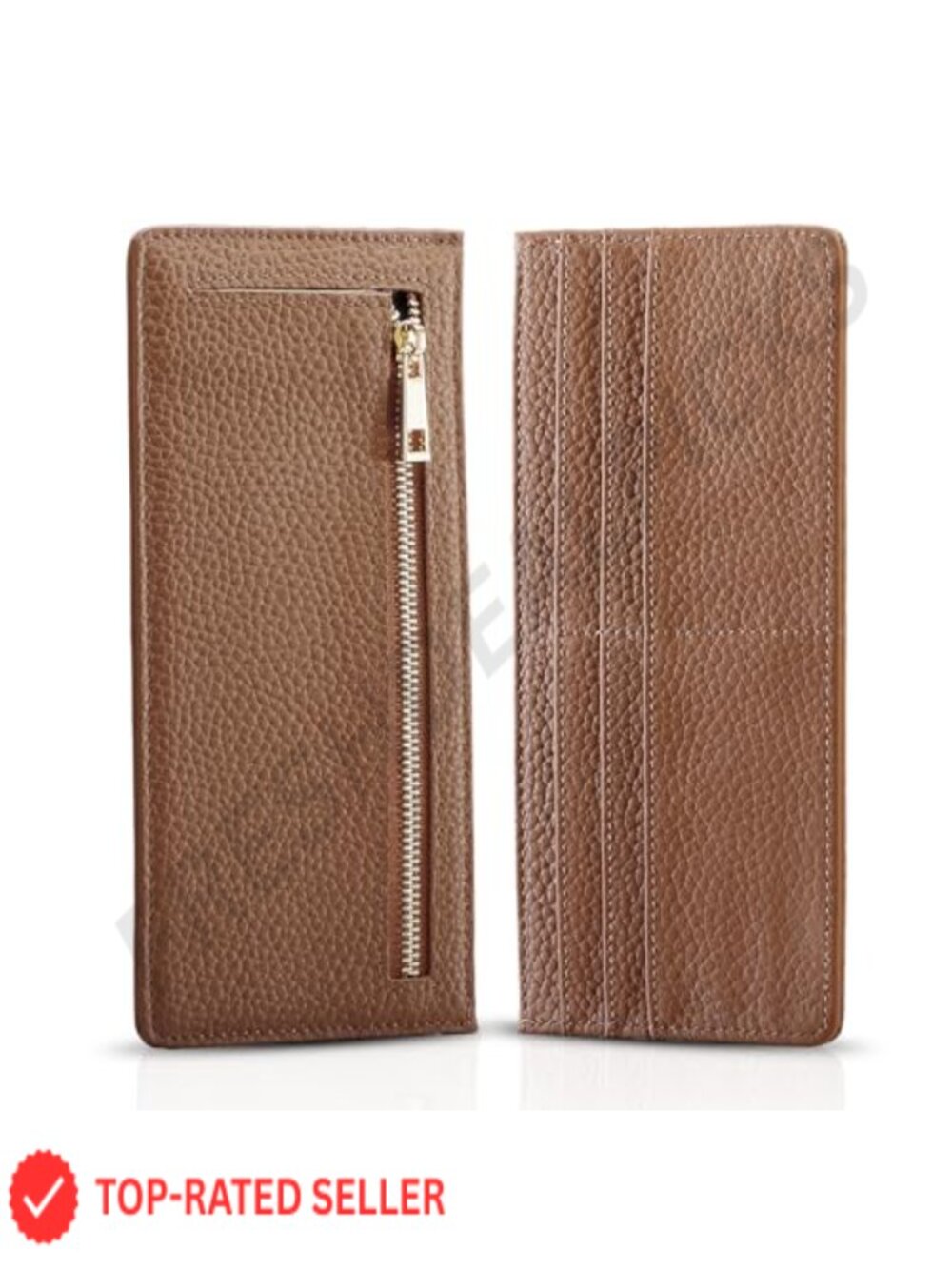 Slim RFID Blocking Long Card Wallet for Women with Zipper Coin Pocket